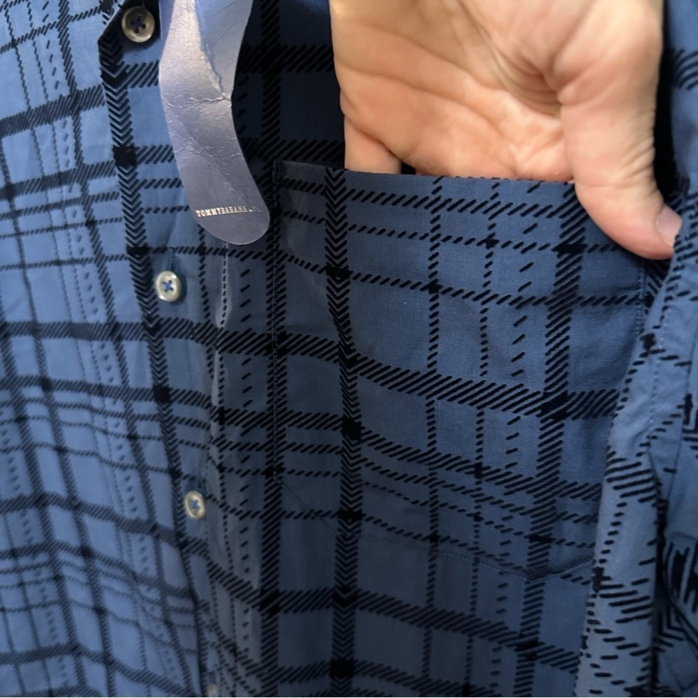 NWT Tommy Bahama Flock This Way Navy Blue Textured Long Sleeve Button Up Small - Picture 5 of 9